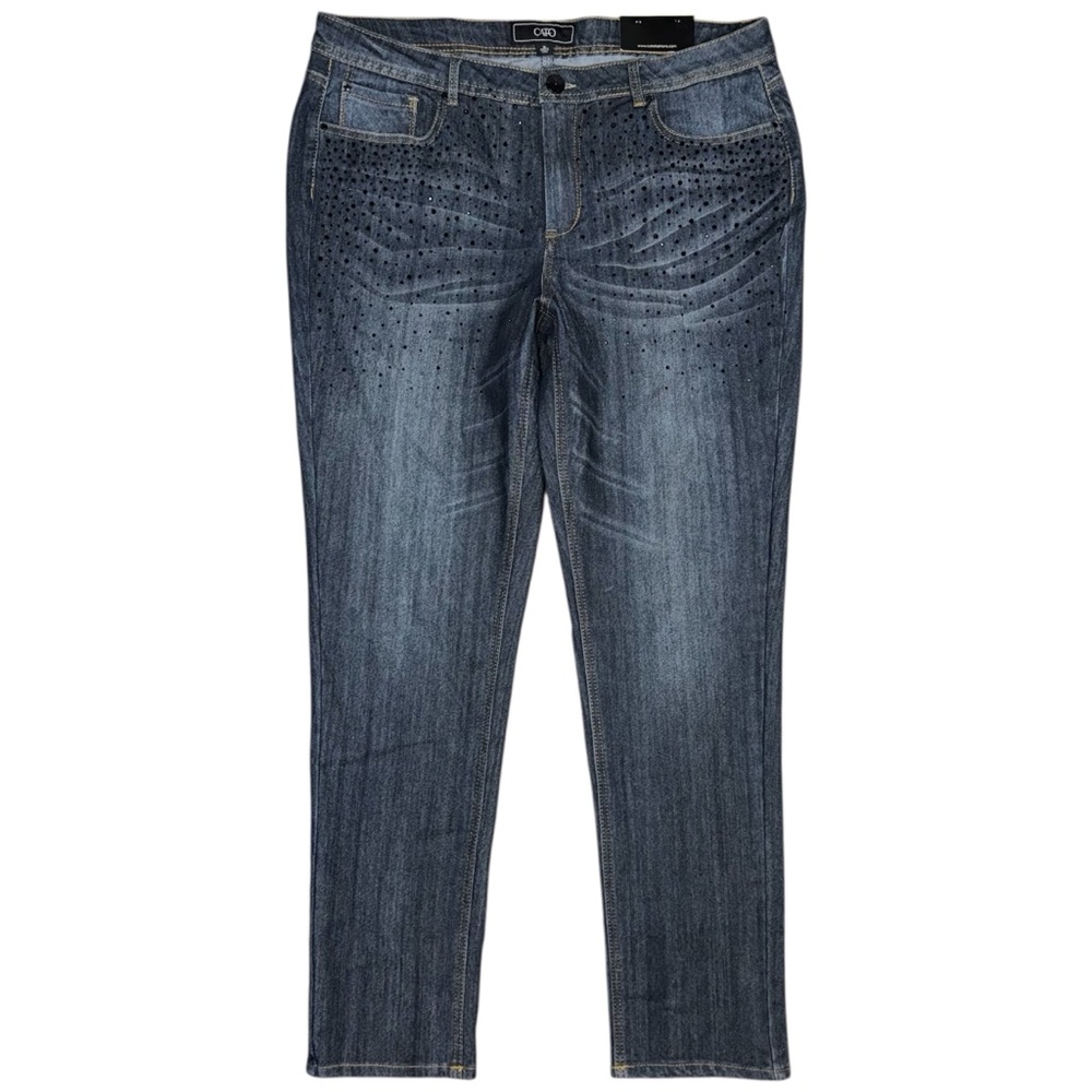 NWT CATO Classic Skinny Leg Rhinestone Jeans Women’s Size 16 (37x32.5) Dark Wash